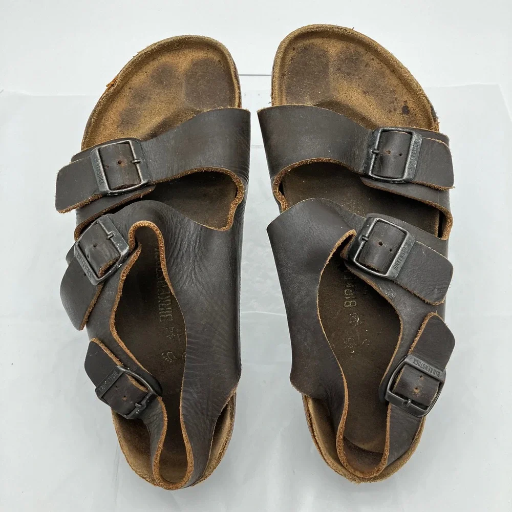 Birkenstock Sandals Milano EU 44 L13 M11 Brown Oiled Leather Backstrap